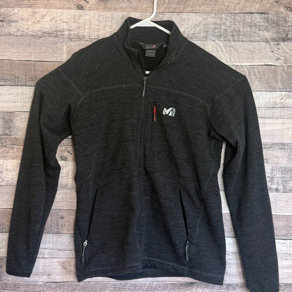 Millet Mens Wool Blend Lokka JKT Fleece Jacket Large Gray Full Zip Thermal Trek